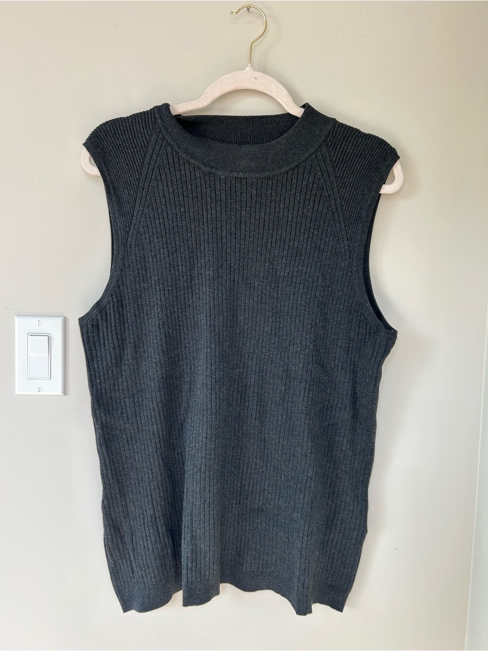 Charcoal Ribbed Sleeveless Sweater